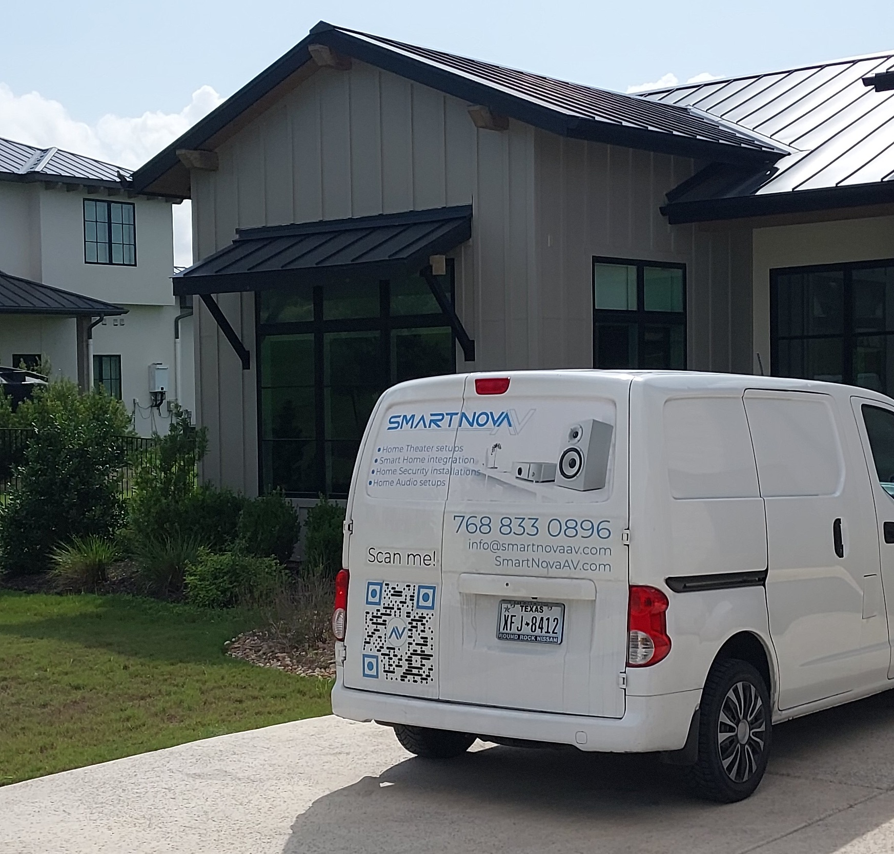 SmartNova AV service van at a client home
