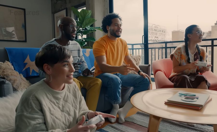 Friends enjoying a gaming lounge